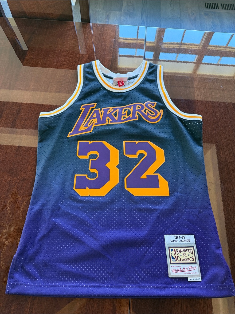 Mitchell & Ness Lakers #32 Gradient Purple/Gold Basketball Jersey